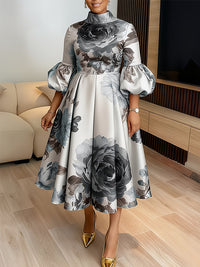 Floral Puff-Sleeve Dress