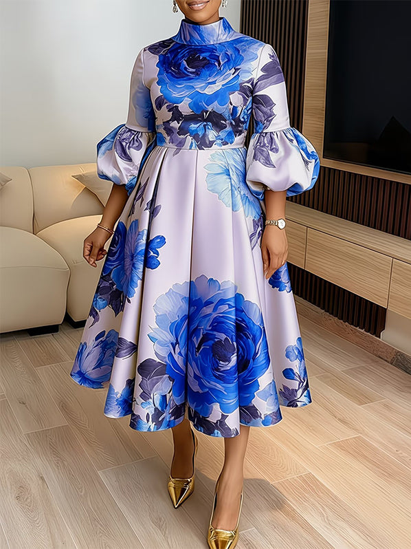 Floral Puff-Sleeve Dress