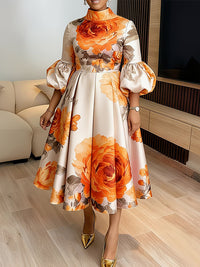 Floral Puff-Sleeve Dress