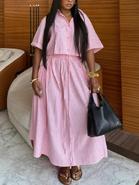 Stripe Shirt & Skirt Set