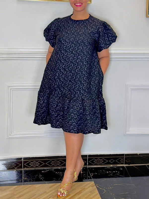 Printed Puff-Sleeve Dress