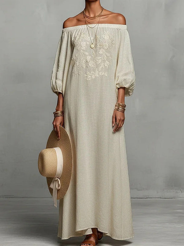 Printed Off-Shoulder Maxi Dress