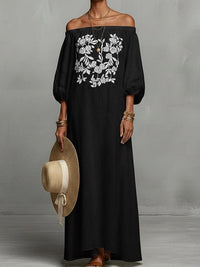Printed Off-Shoulder Maxi Dress
