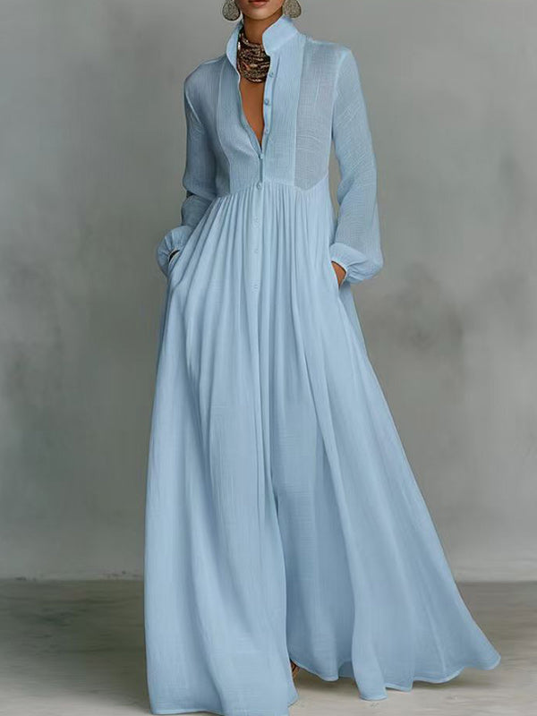 Solid Button-Front Shirt Dress