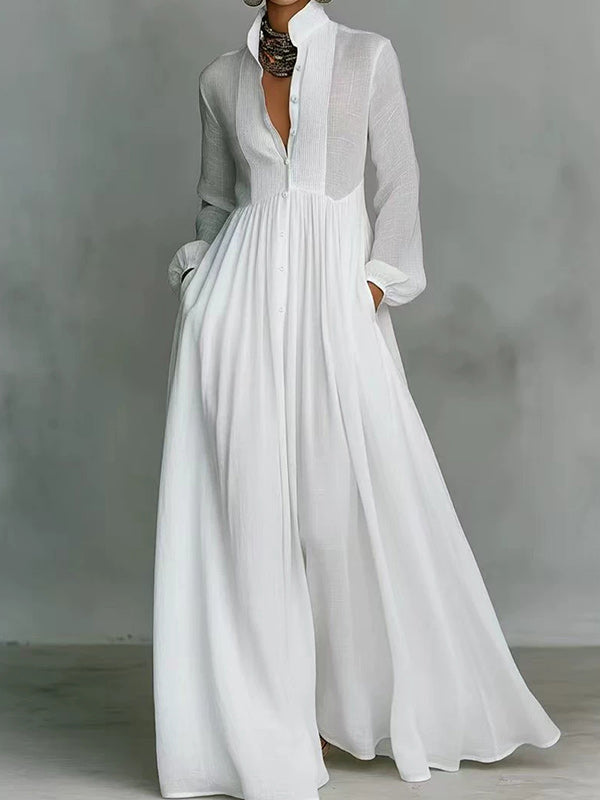 Solid Button-Front Shirt Dress