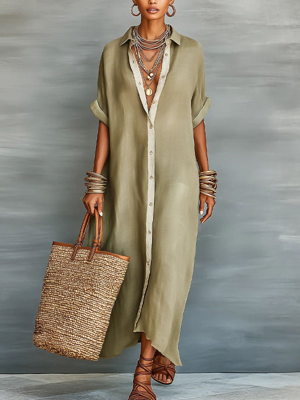 Contrast Shirt Dress