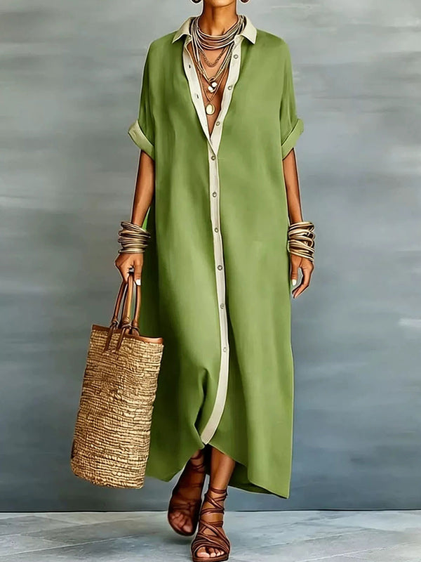 Contrast Shirt Dress