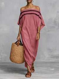 Stripe Off-Shoulder Maxi Dress
