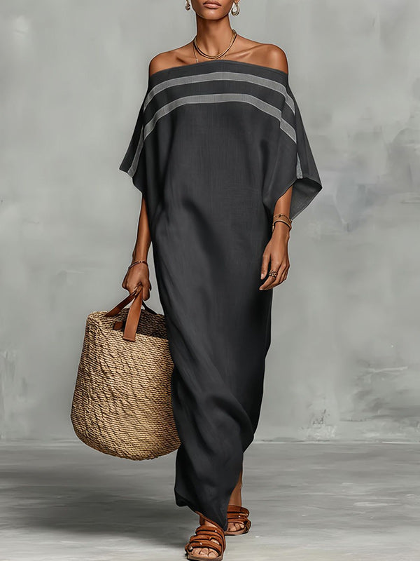 Stripe Off-Shoulder Maxi Dress