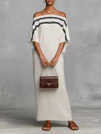 Stripe Off-Shoulder Maxi Dress