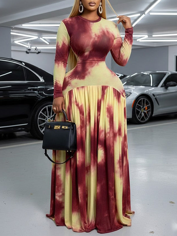 Printed Pleated Maxi Dress