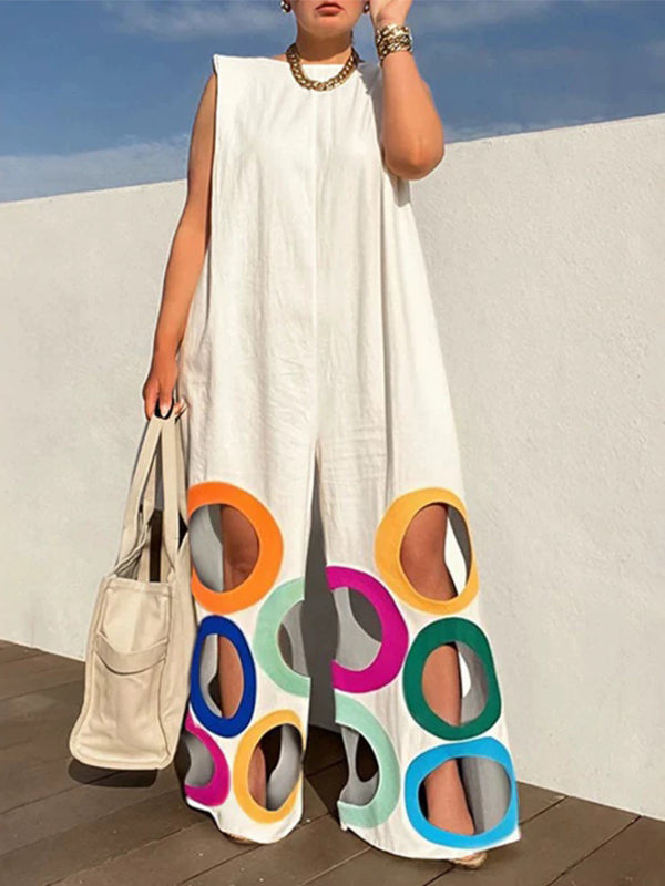 Cutout Wide-Leg Sleeveless Jumpsuit