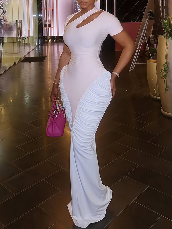 Ruched Combo Cutout Maxi Dress