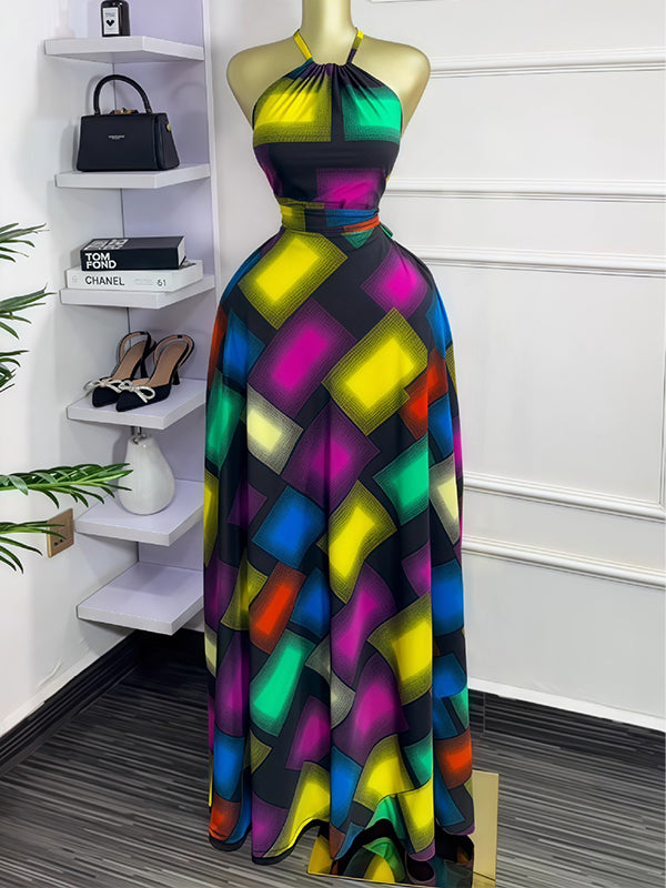 Printed Sleeveless Tied Dress