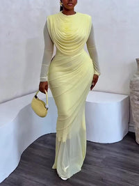 Solid Ruched Maxi Dress