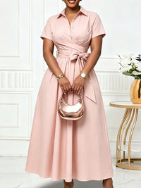 Solid Tied Shirt Dress