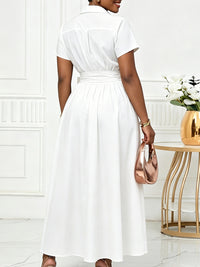 Solid Tied Shirt Dress