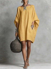 Solid Batwing-Sleeve Dress