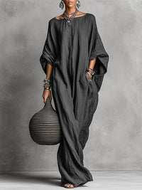 Solid Batwing-Sleeve Maxi Dress
