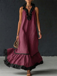 Ruffle Contrast Sleeveless Dress