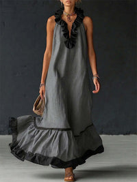 Ruffle Contrast Sleeveless Dress
