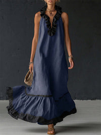 Ruffle Contrast Sleeveless Dress