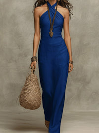 Solid Halter Maxi Dress