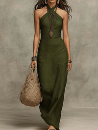 Solid Halter Maxi Dress