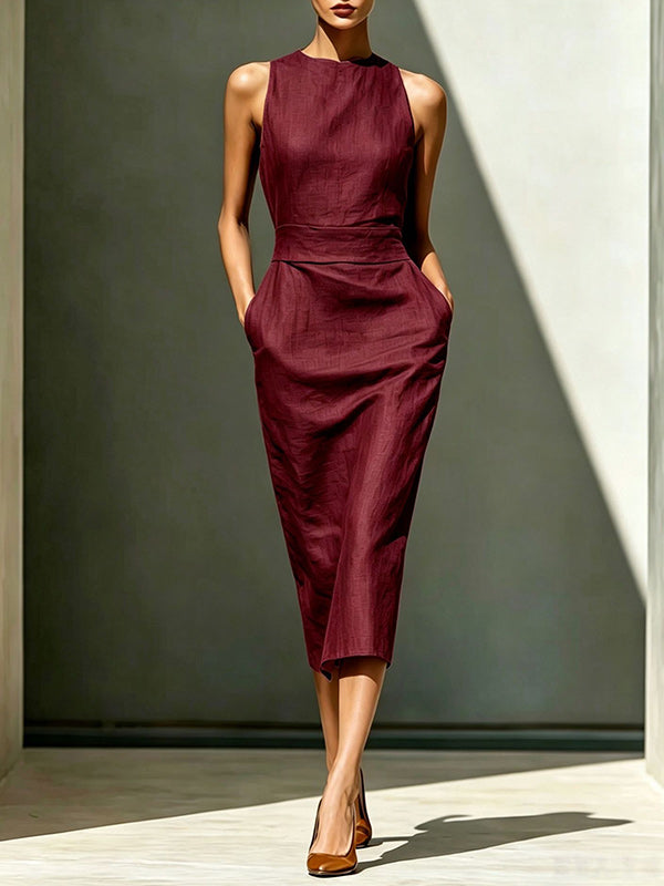 Solid Sleeveless Bodycon Dress