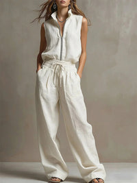 Zip-Front Cargo Vest & Pants Set