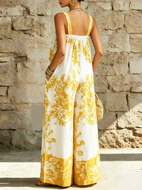 Printed Sleeveless Wide-Leg Jumpsuit