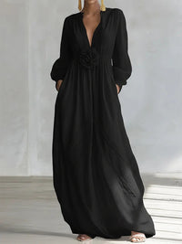 3D Floral V-Neck Maxi Dress