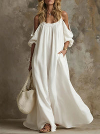 Solid Cold-Shoulder Maxi Dress