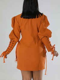 Solid Lace-Up Blazer Dress