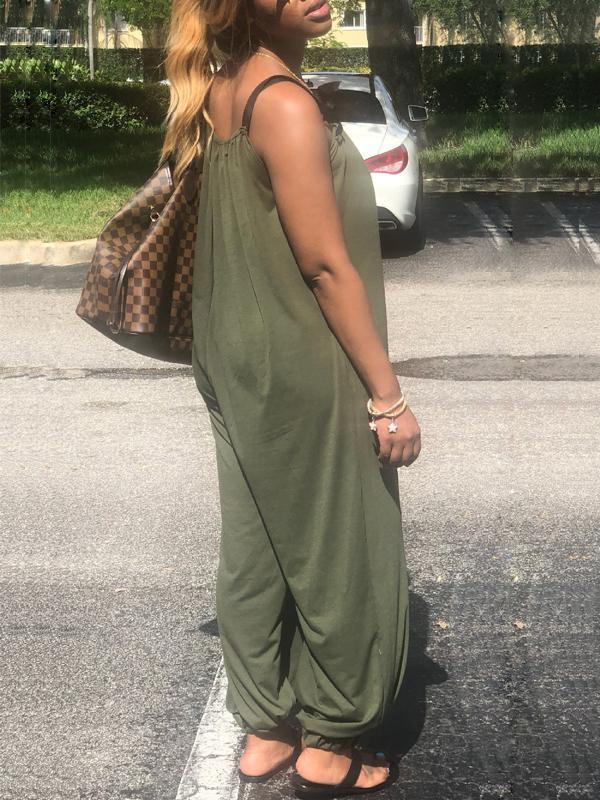 Beautiedoll Solid Sleeveless Loose Jumpsuit