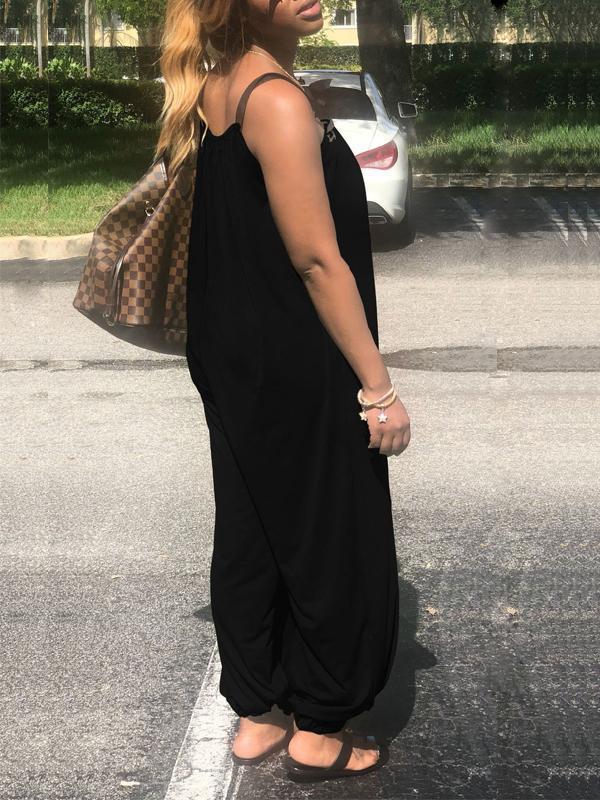 Beautiedoll Solid Sleeveless Loose Jumpsuit