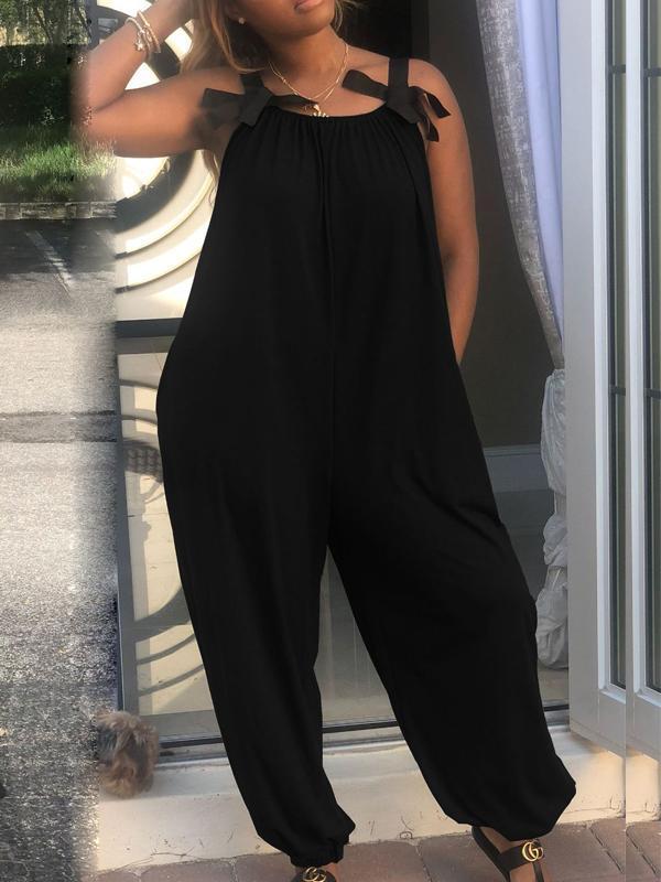 Beautiedoll Solid Sleeveless Loose Jumpsuit