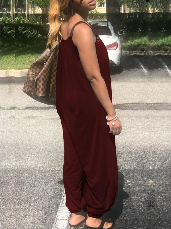 Beautiedoll Solid Sleeveless Loose Jumpsuit