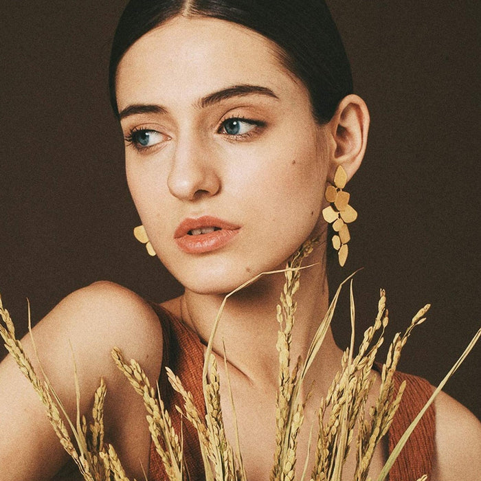 Gold Leaf Drop Earrings