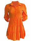 Beautiedoll Solid Button-Front Ruffle Dress