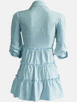 Beautiedoll Solid Button-Front Ruffle Dress