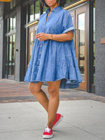 Button Front Denim Dress