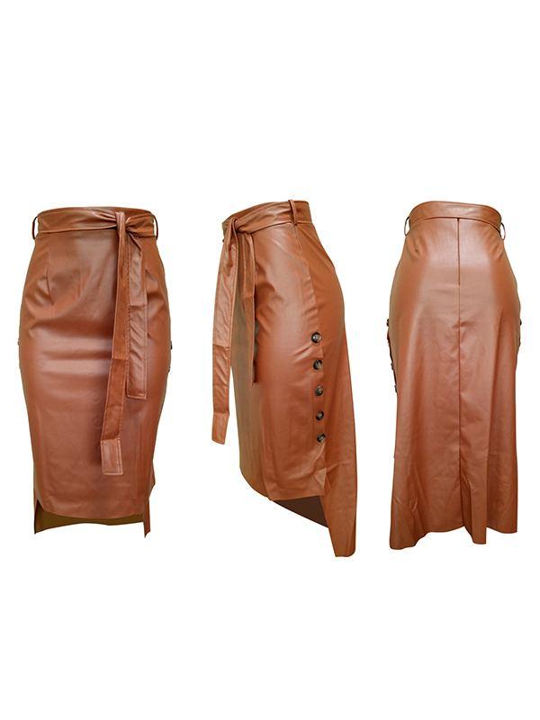 Beautiedoll Tied Faux-Leather Skirt