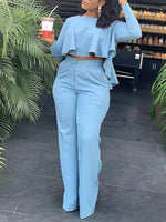 Beautiedoll Solid High-Low Top & Pants Set