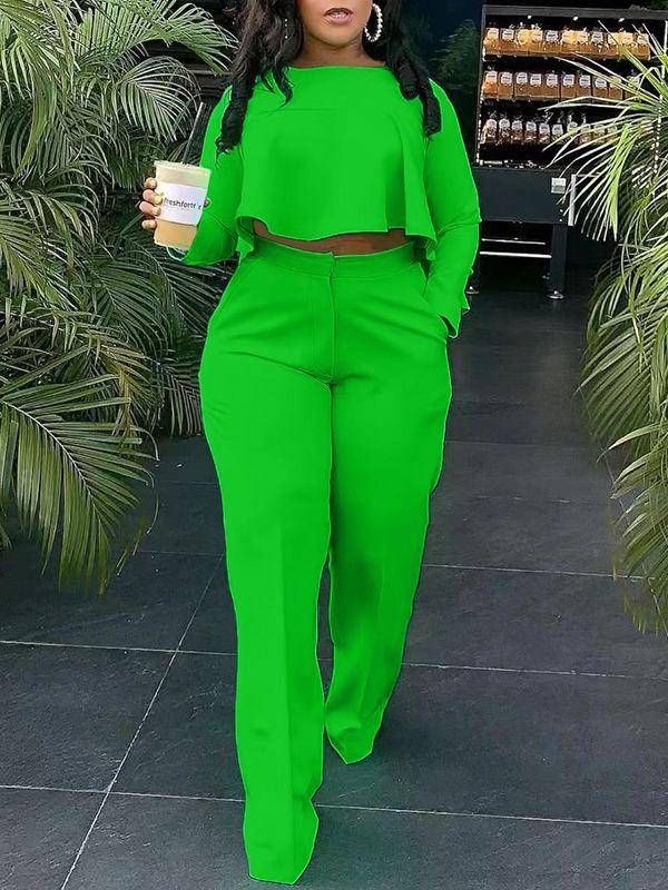 Beautiedoll Solid High-Low Top & Pants Set