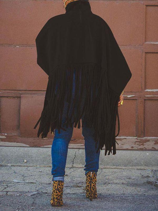 Fringe Combo Turtleneck Top