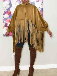 Beautiedoll Fringe Combo Turtleneck Top