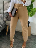 Solid Belted Pants