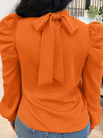 Tied-Back Puff-Sleeve Blouse