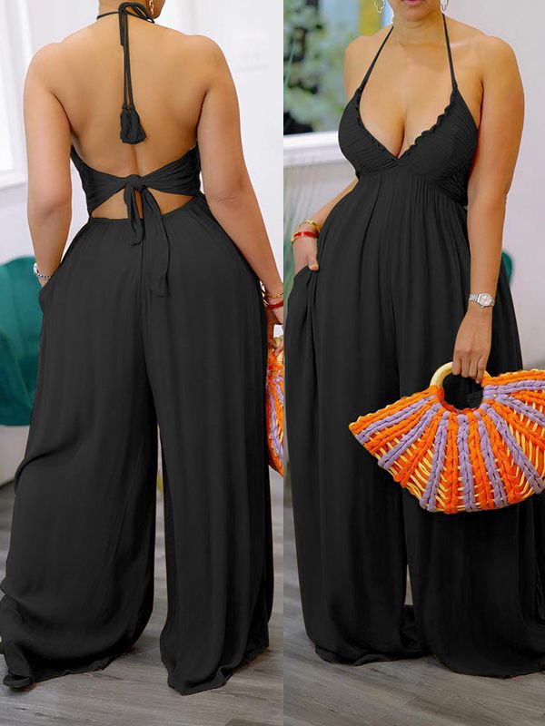 Beautiedoll Halter Wide-Leg Jumpsuit